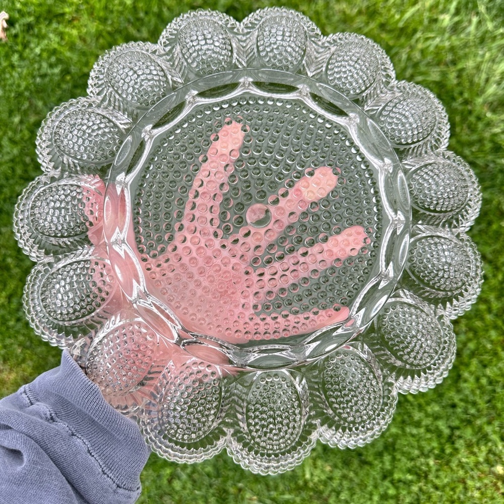 Vintage Indiana Glass Co. Hobnail Egg Platter - Picture 3 of 6